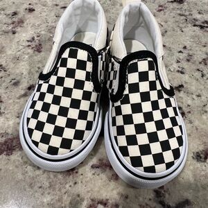 Vans Kids Checkerboard Slip-On Shoes - Black/White